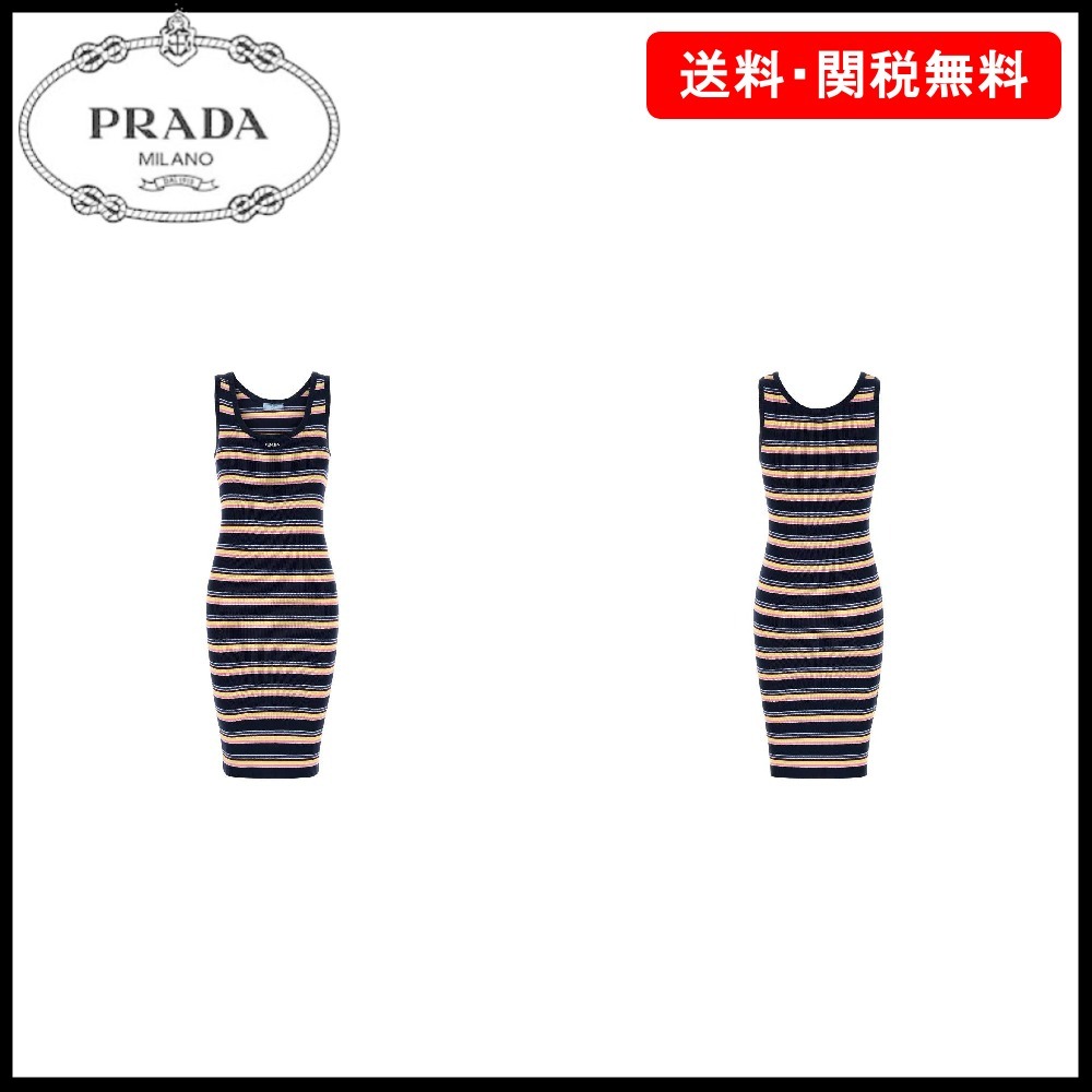 【PRADA】ストライプ ノースリーブ ドレス☆SALE中