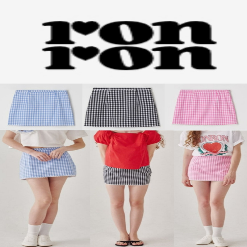 ミニスカート RONRON TORCHON LACE CHECK MINI SKIRT