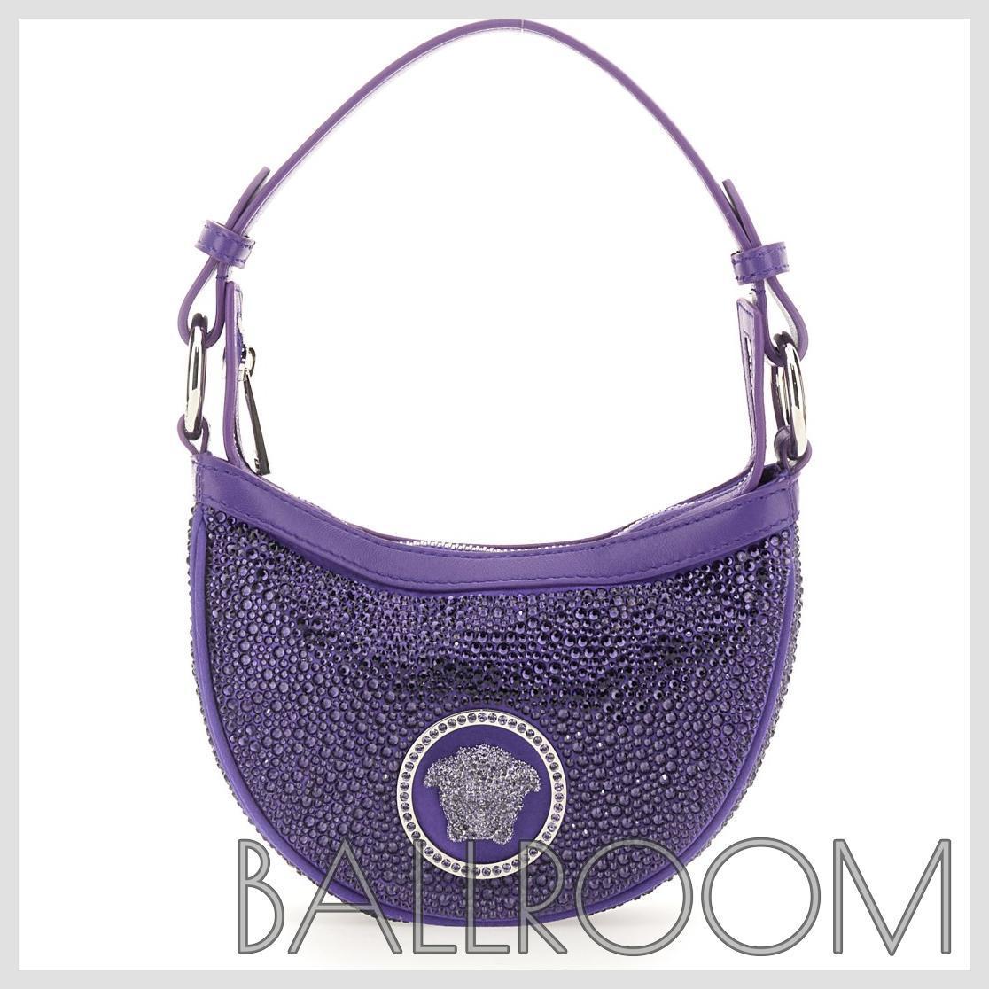 ショルダーバッグ・ポシェット VERSACE MINI HOBO BAG WITH REPEAT CRYSTALS