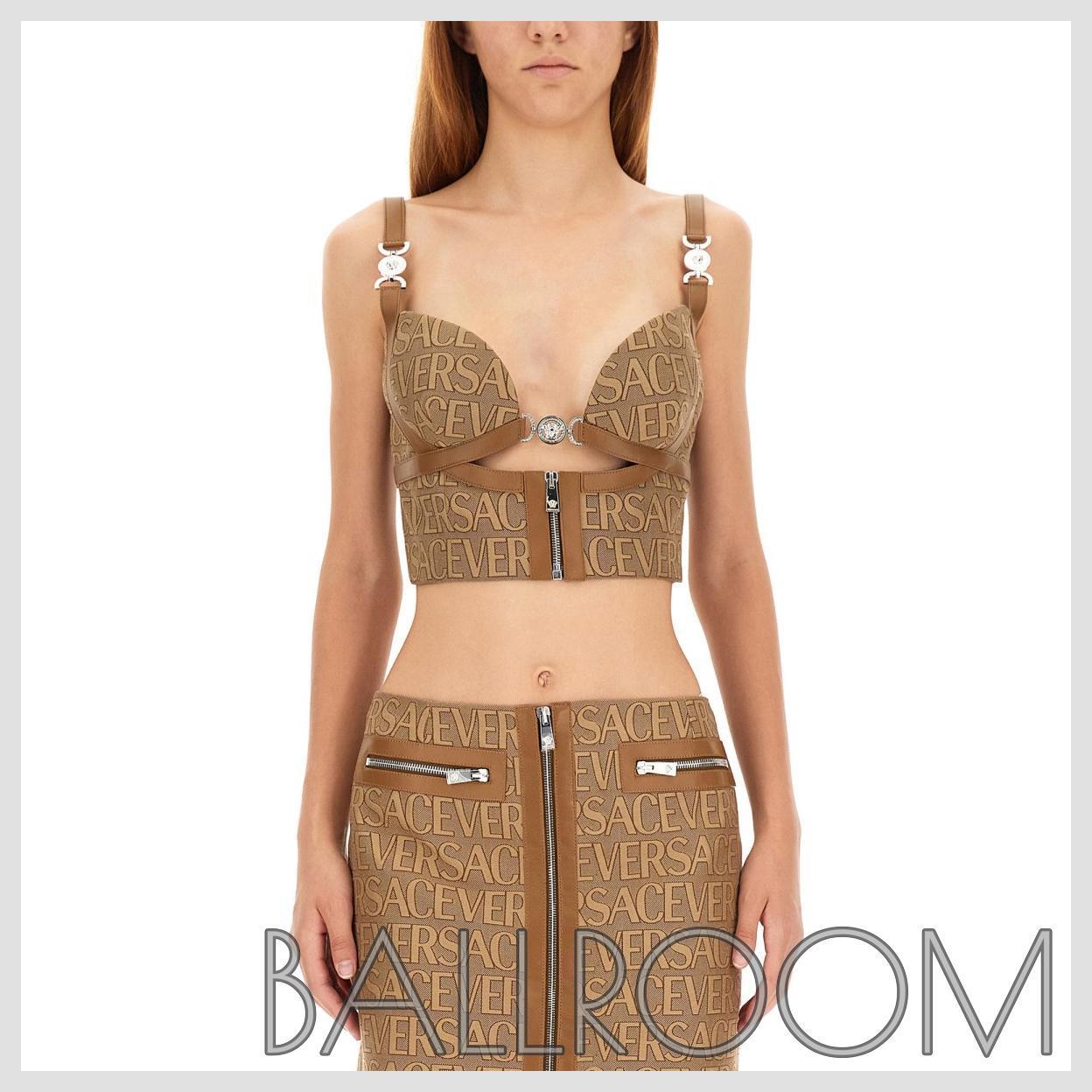 Tシャツ・カットソー VERSACE BODICE TOP WITH ALLOVER LOGO