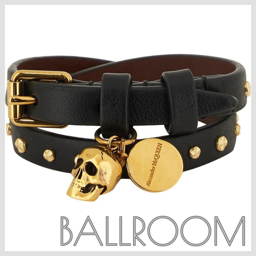 ブレスレット ALEXANDER MCQUEEN BRACCIALE A DOPPIO GIRO IN PELLE CON BORCH