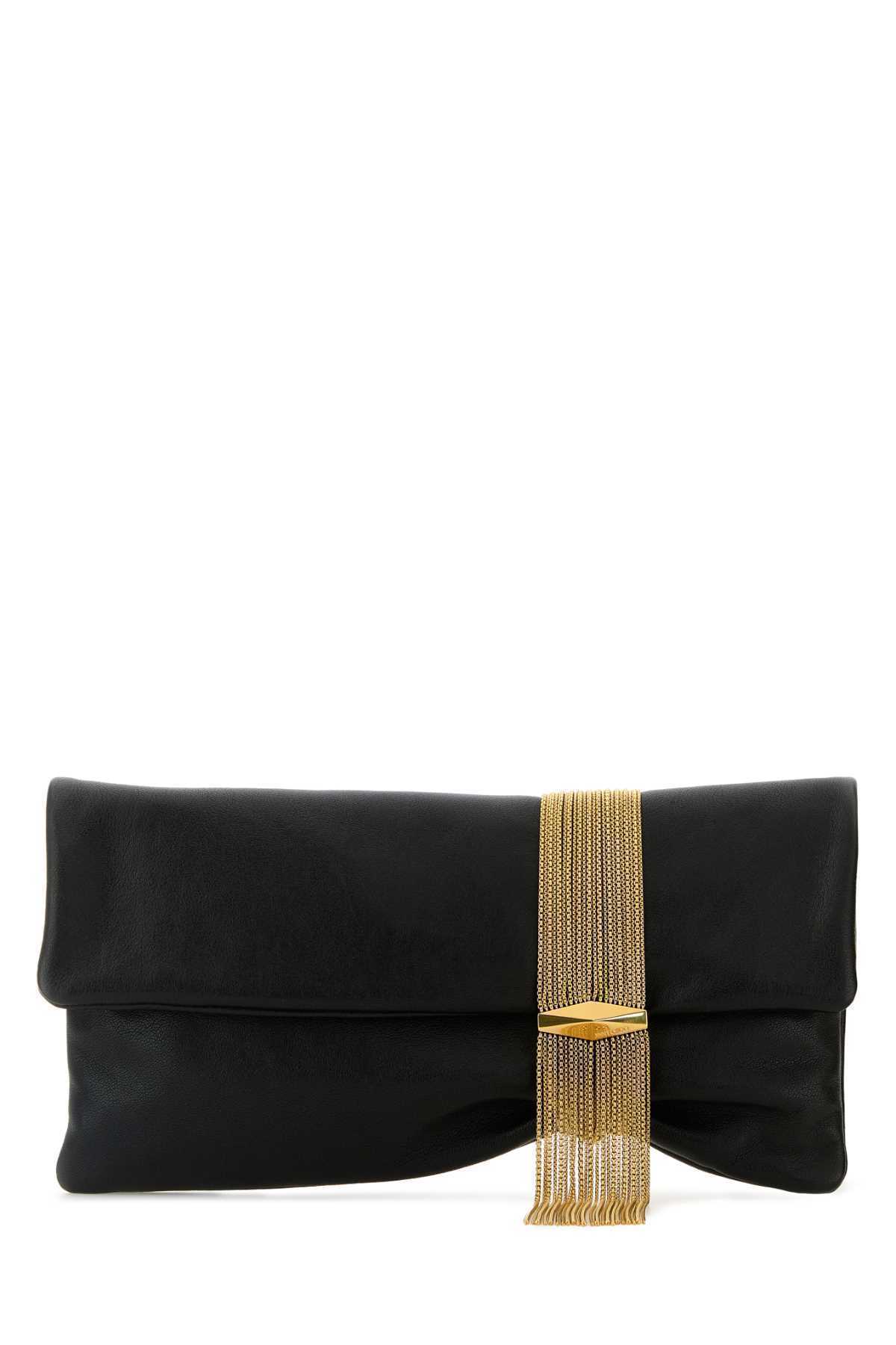 【関税&送料込】Jimmy Choo Black Leather Zendra Clutch