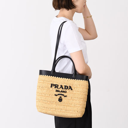 ☆人気☆【PRADA】☆プラダ スモール クロシェ かごバッ.グ☆ PRADA＊Small crochet and leather クロッシェバッグ＊送料込