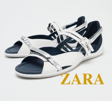 ホワイト（白）系 25.5cm ZARA(ザラ) サンダル・ミュール