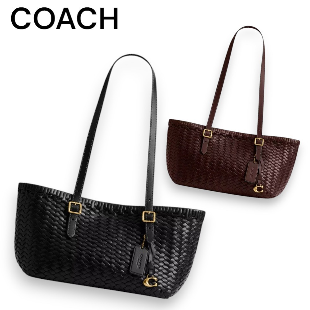 【Coach】丁寧な手編み織り スイングトートバッグ