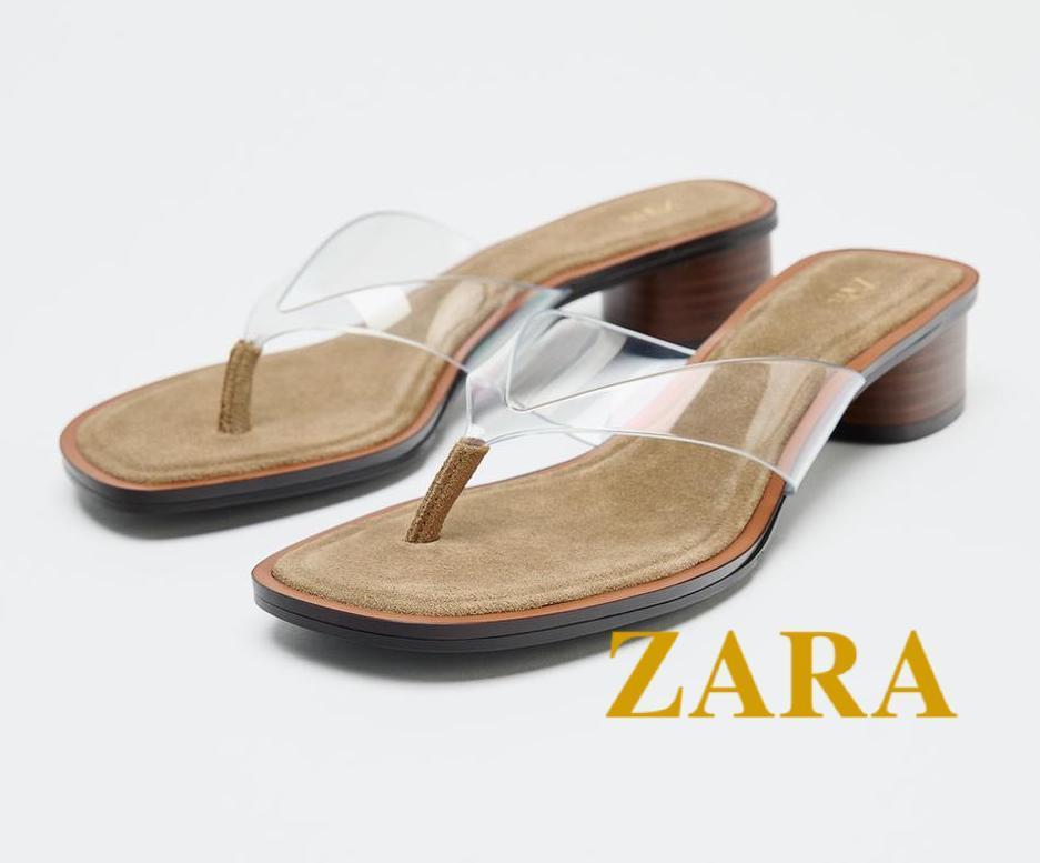 ☆ドイツ発*ZARA*新作*ビニルブロックヒールサンダル/LB☆
