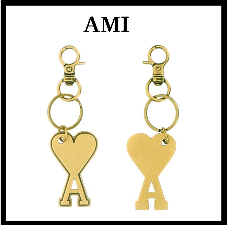 ★送料・関税込★AMI★ ハートロゴ キーリング ゴールド★