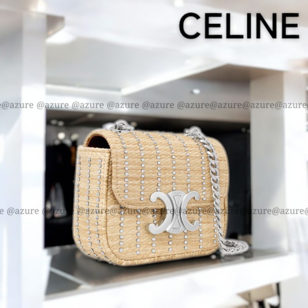 直営ショッパー付♪CELINE ミニ ラフィア風テキスタイル