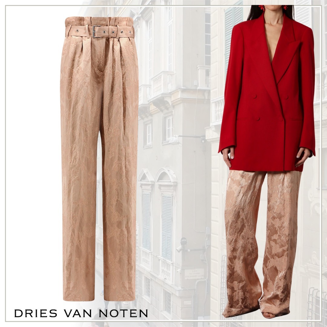 存在感絶大【Dries Van Noten】ジャカード ベルト付きパンツ