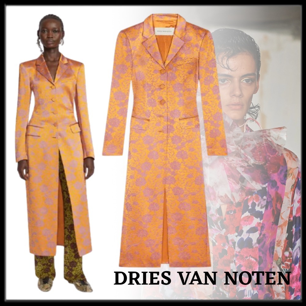 Dries Van Noten 洗練 サテン ジャカード ロングコート