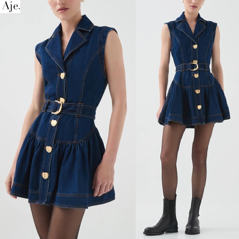 【AJE】キュートなデニムミニワンピースElena Belted Denim Mini
