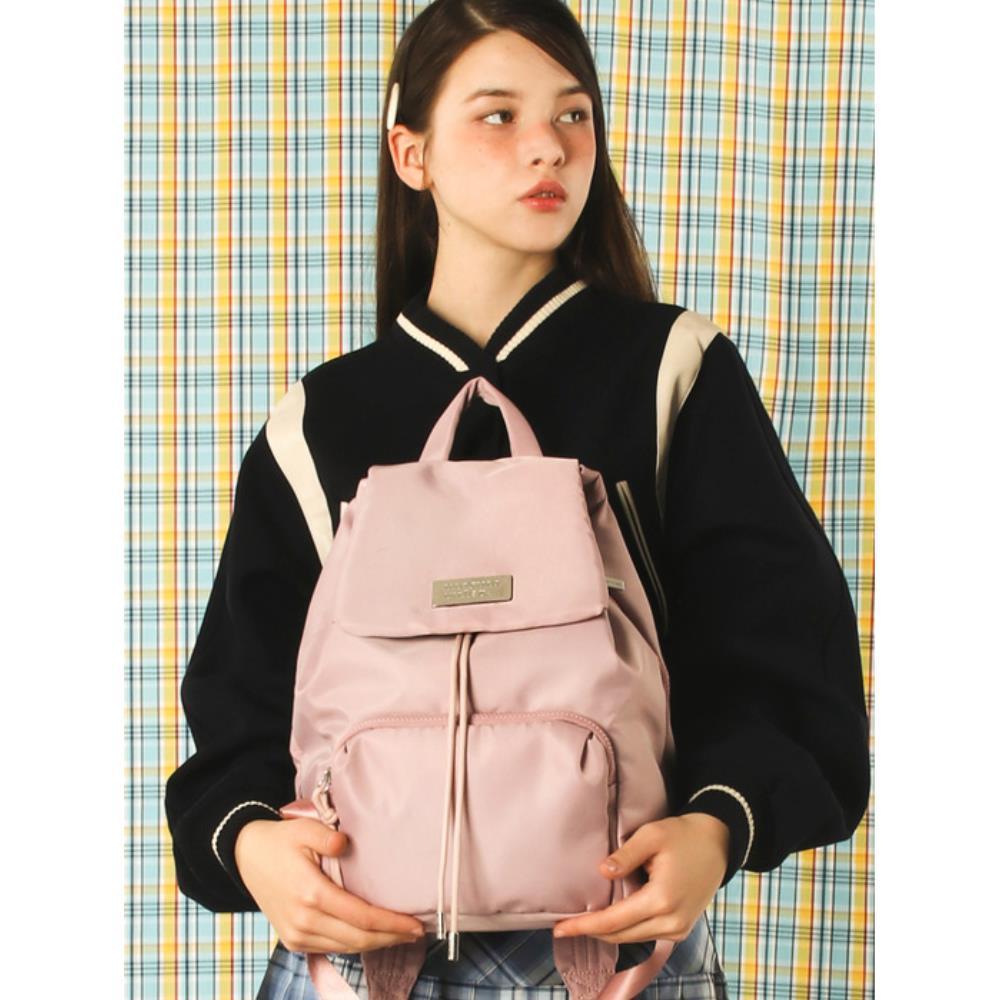 ★masmarulez★ 304 Small nylon draw flap backpack_Pink