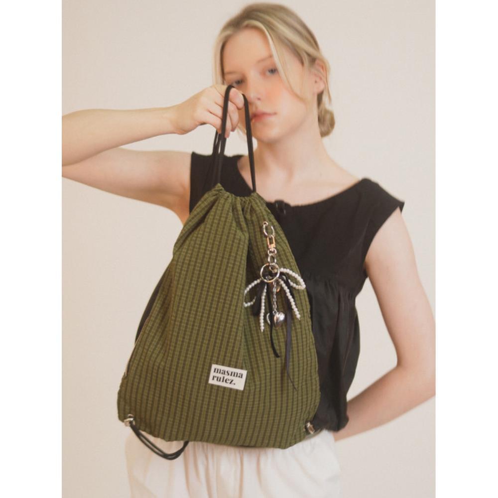 ★masmarulez★ Gym sack string bag _ plaid check khaki