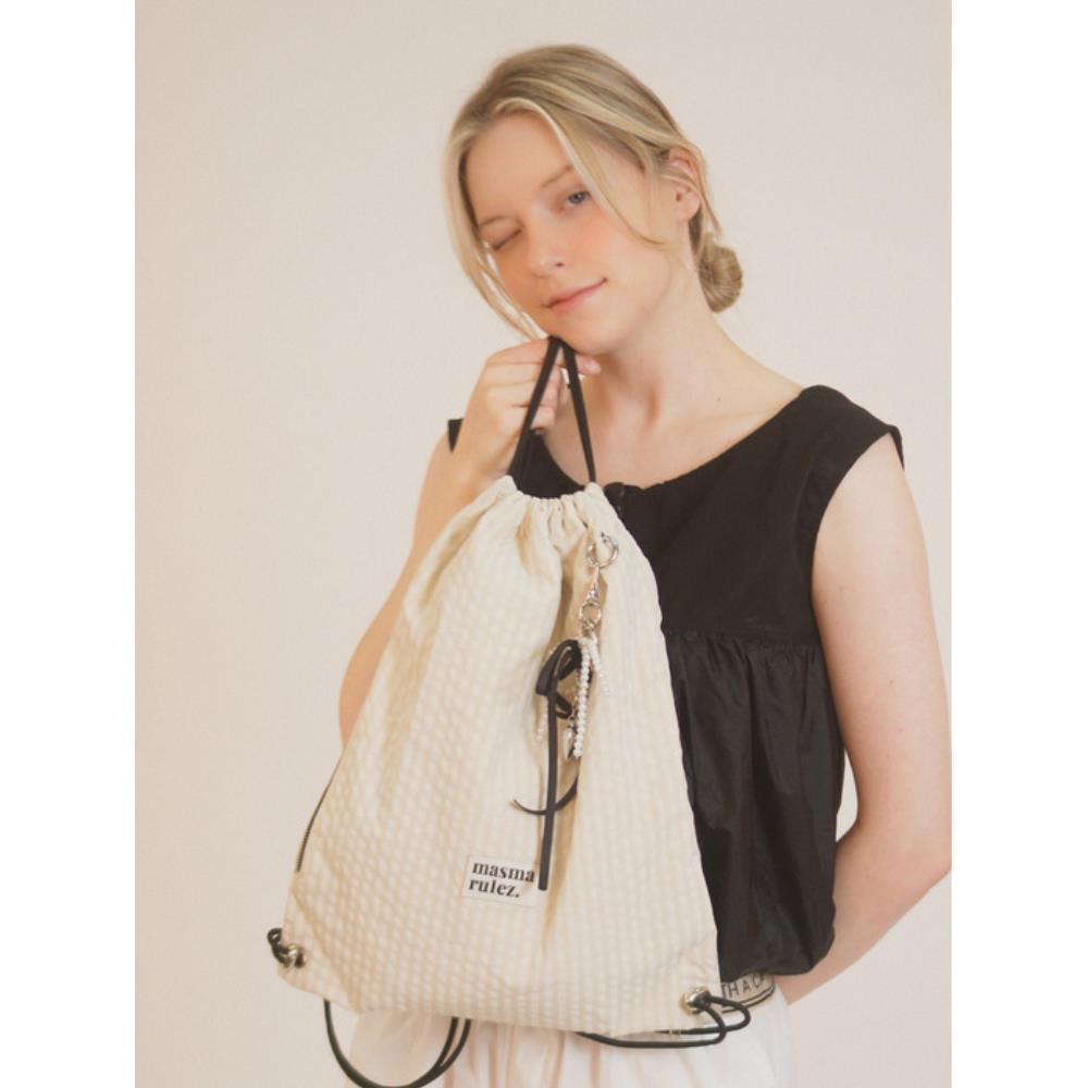★masmarulez★ Gym sack string bag _ plaid check ivory