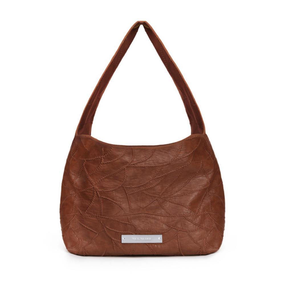 ★NlCK&NlCOLE★ LEATHER WRINKLE TOTE BAG_BROWN