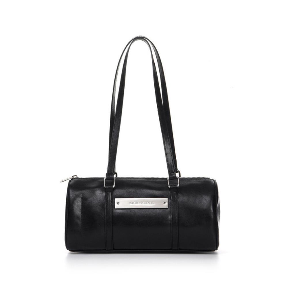 ★NlCK&NLCOLE★ VINTAGE LEATHER CRYSTAL BOSTON BAG_BLACK