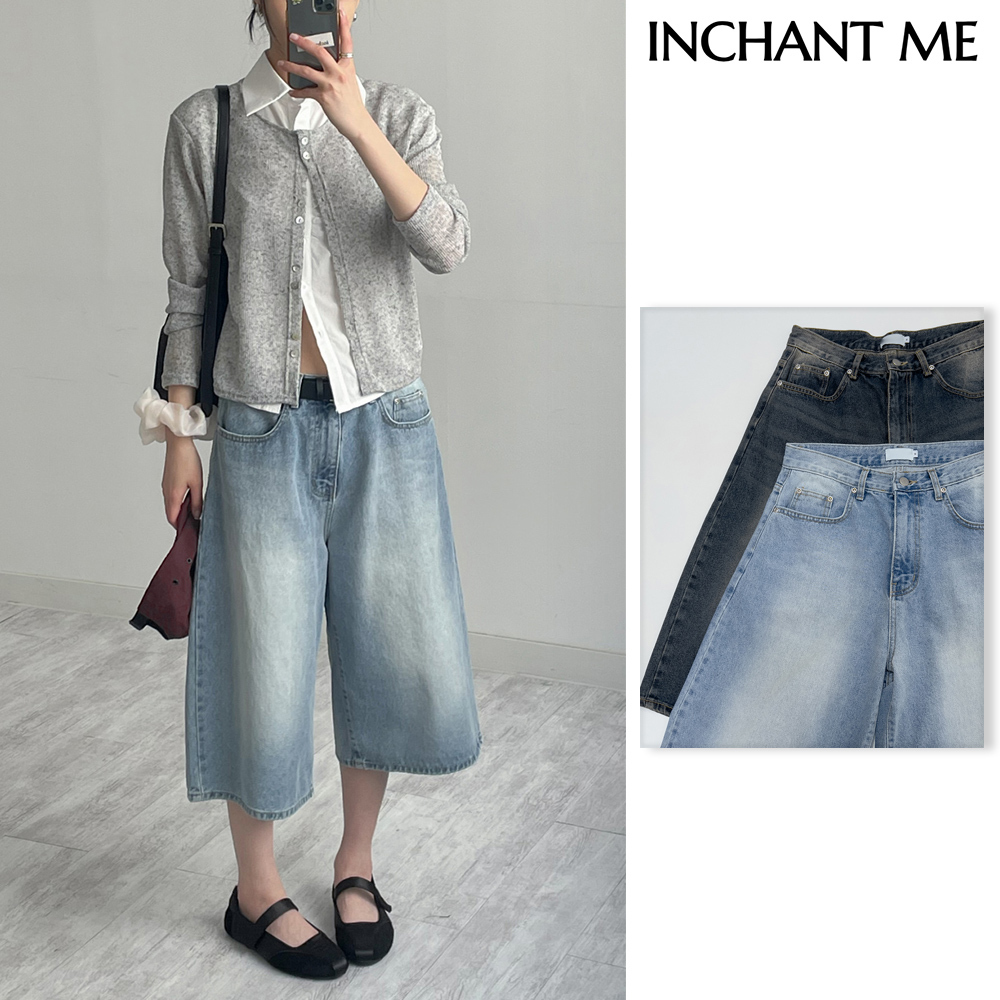 【INCHANT ME】[unisex] 842 Washed Bermuda Denim Pants