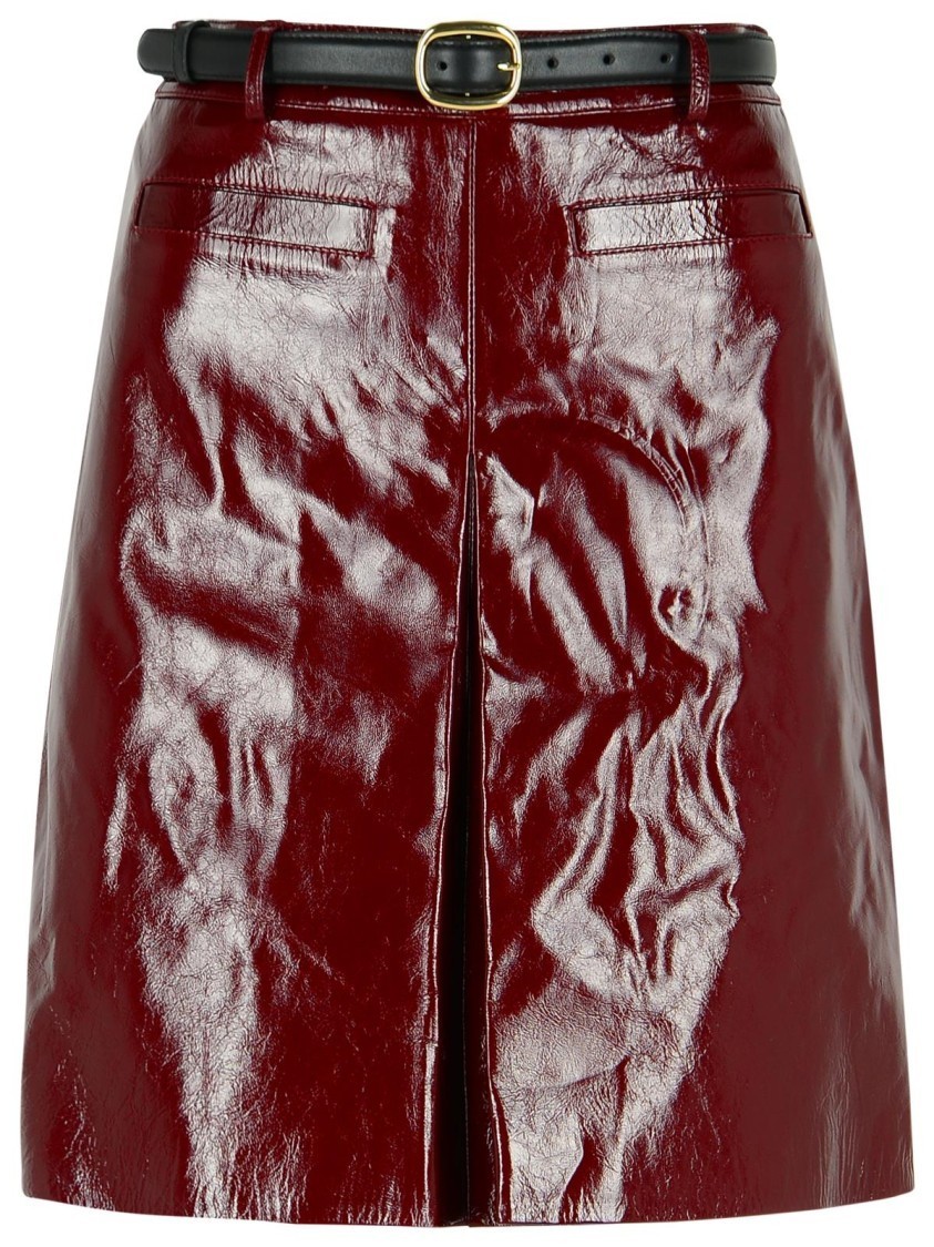 スカート Self-Portrait Burgundy Leather Miniskirt