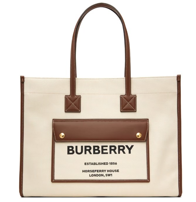 ★人気BURBERRY★ オフホワイト＆タン ミディアムトートバッグ