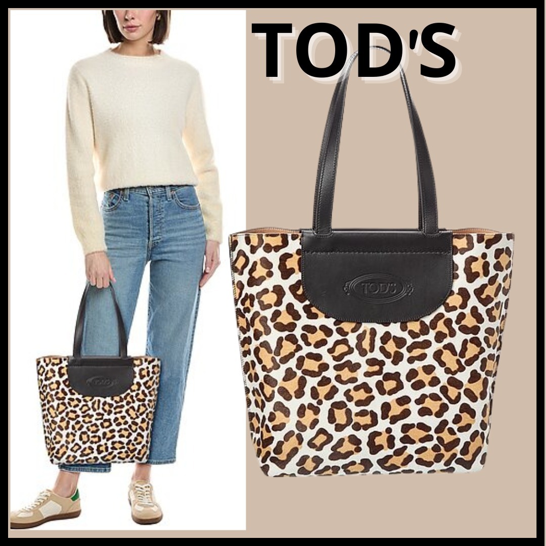 【Tod's】ロゴ ヘアカーフ＆レザー トートバッグ