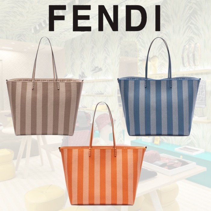 【FENDI】レディース☆ストライプ Roll ラージトートバッグ 3色