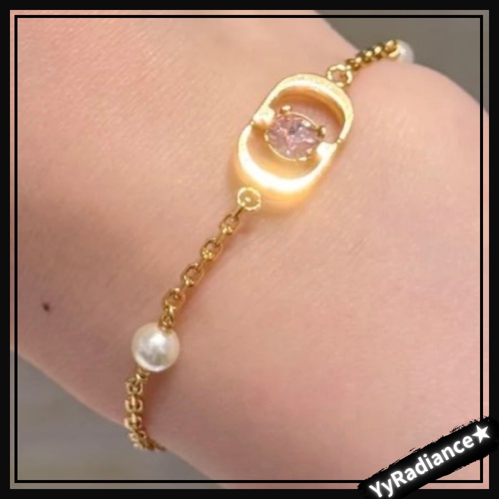 【ピンククリスタルがアクセント♡】DIOR ブレスレット