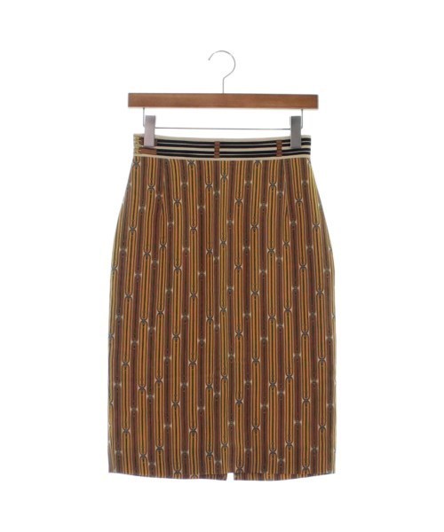 HERMES エルメス ひざ丈スカート 茶系x黄(総柄) 4103522G0067