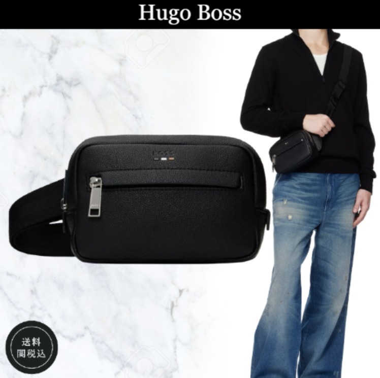 かっこいい【Hugo Boss】 ペブルグレイン フェイクレザー バッグ