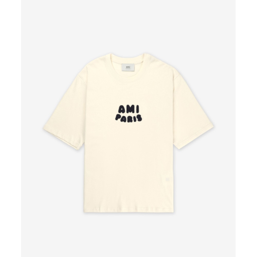 ★AMI PARIS★ Paris Logo Patch Short Sleeve T-Shirt White Cr