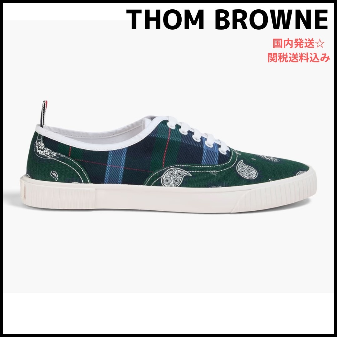 【THOM BROWNE】Heritage キャンバス スニーカー プリント入り