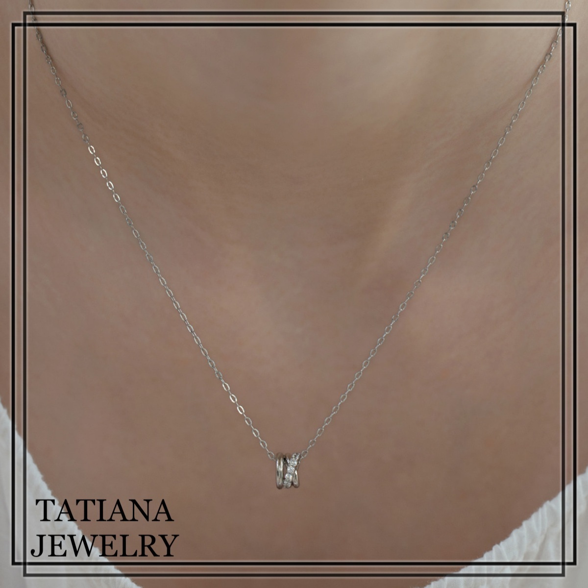 【TATIANA】(Silver925) Lustre Unity Link Pendant Necklace