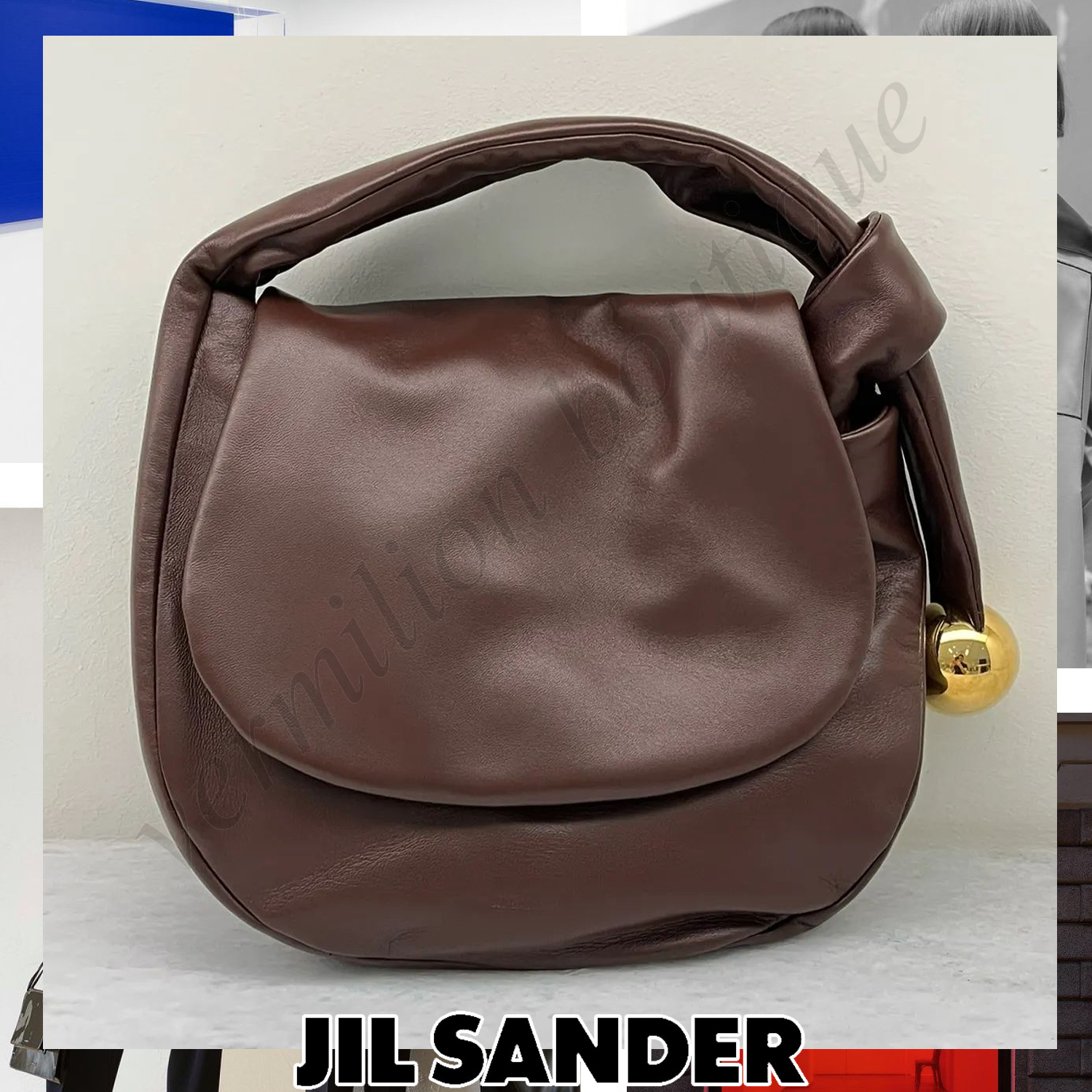 Jil Sander SPHERE ロゴ ハンドバッグ ブラウン