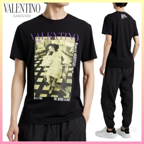 関送込【VALENTINO】コットンジャージー ロゴ Tシャツ