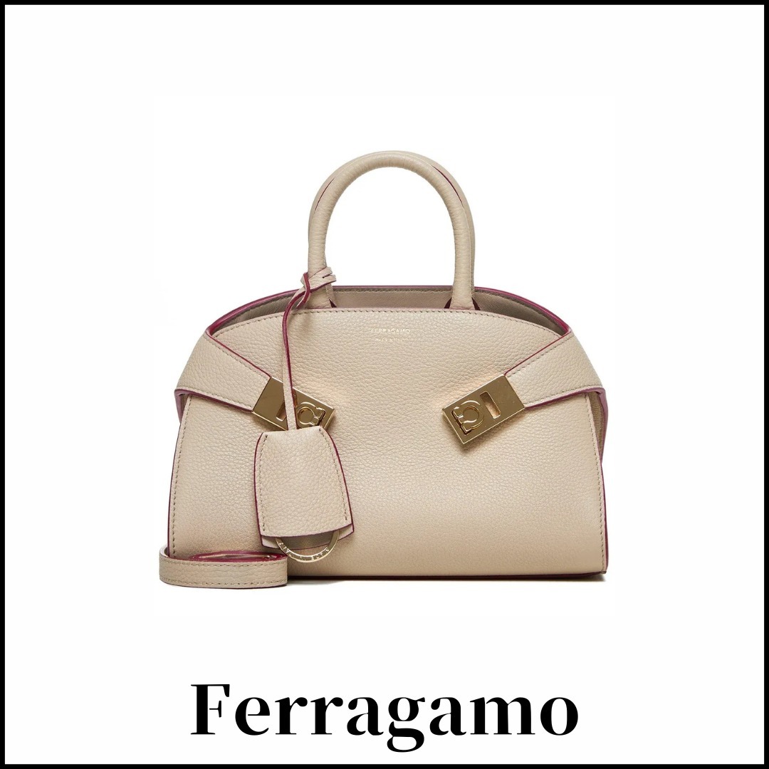 関税込【Ferragamo】ミニ ハグ トップハンドルバッグ ベージュ
