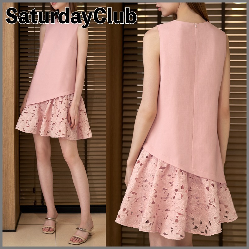 【Saturday Club】アシンメトリック レースヘム ワンピース