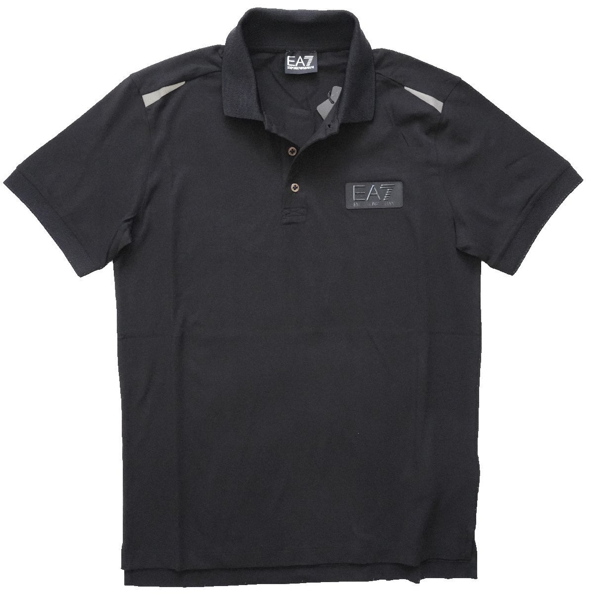 EMPORIO ARMANI EA7 ロゴプレート 半袖 ポロシャツXL黒 Ｔシャツ