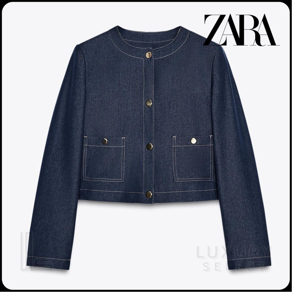 ★ZARA★ SHORT JACKET WITH CONTRAST TOPSTITCHING