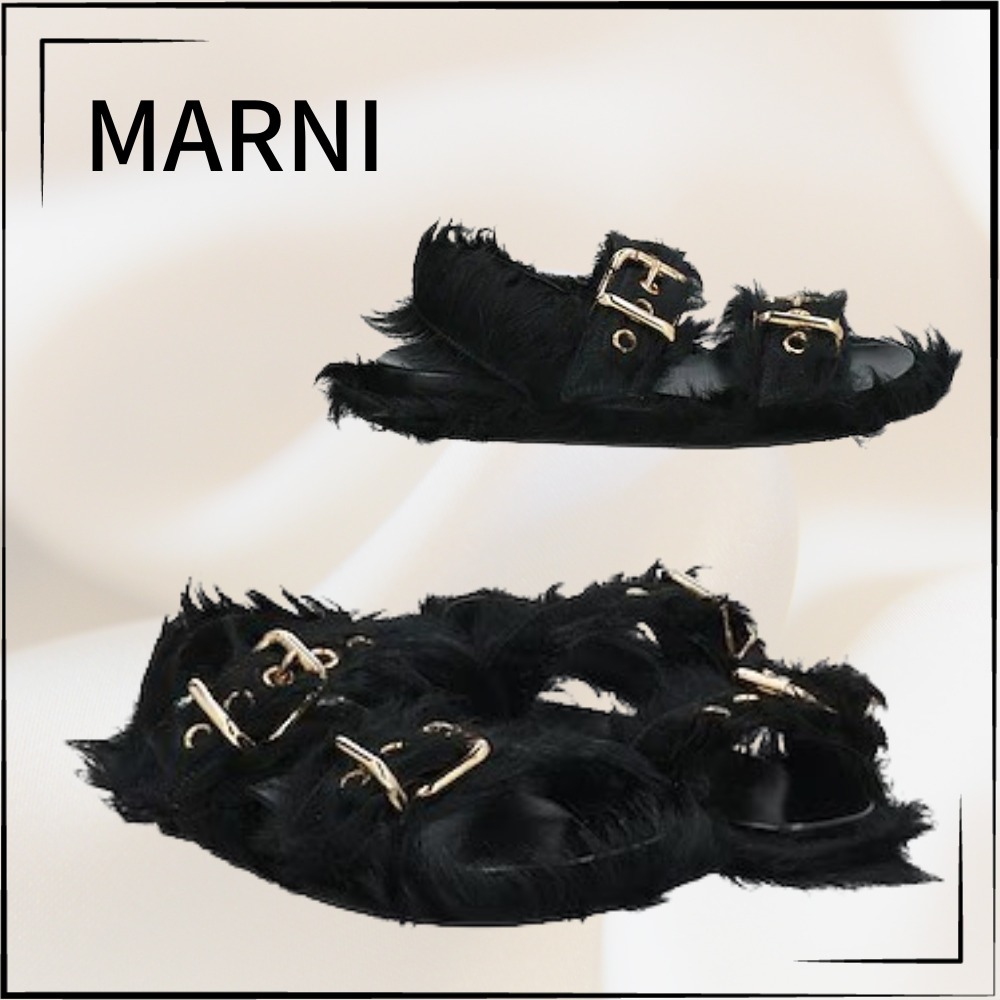 【MARNI】関税込☆カーフヘア フラット サンダル