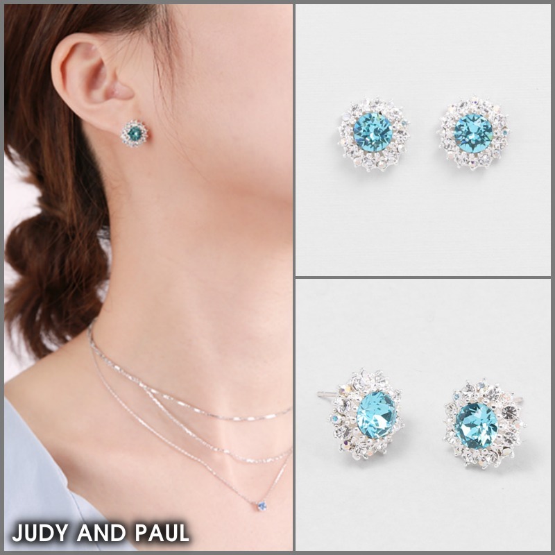 ★JUDY AND PAUL★ フローラアクアブルークリスタルポストピアス
