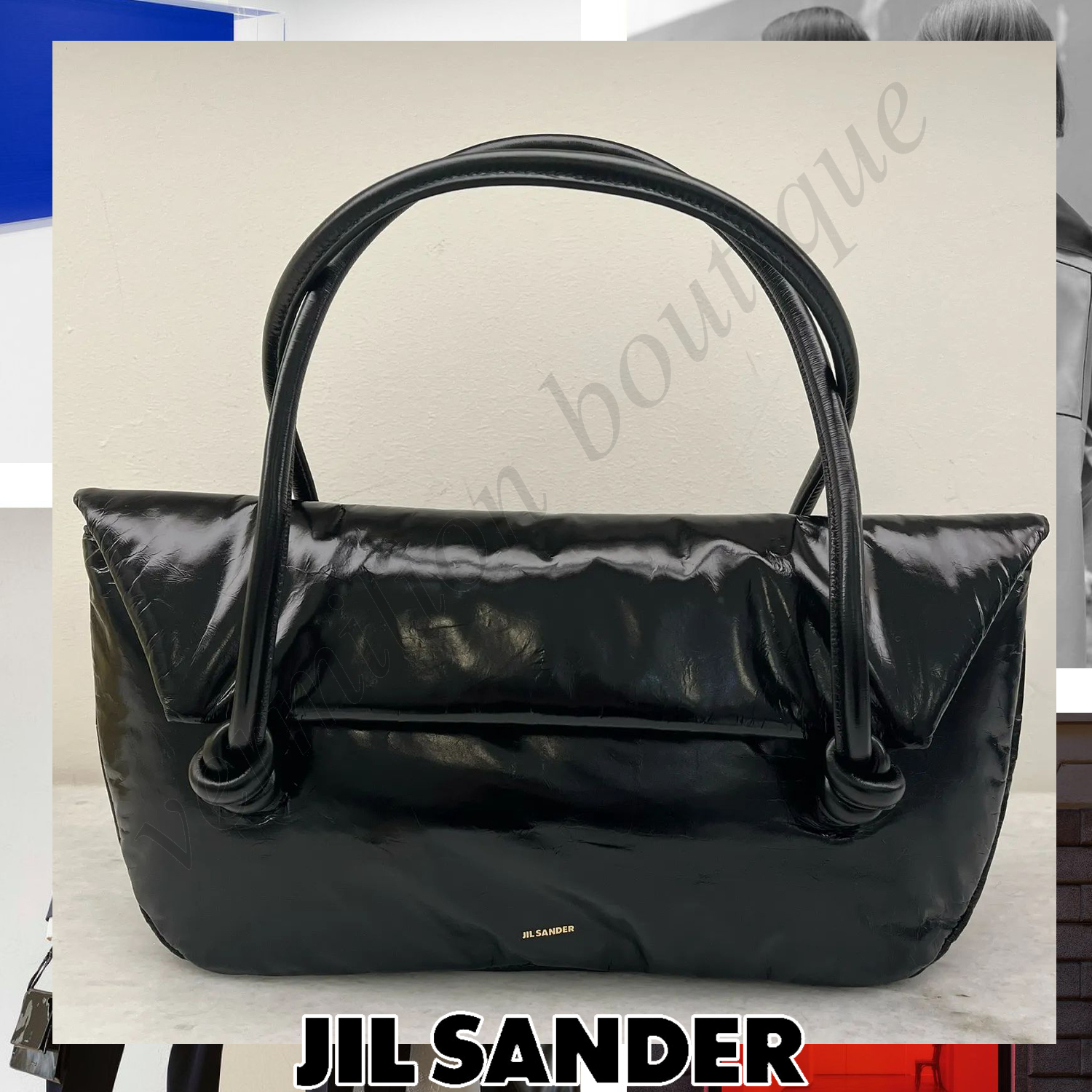 Jil Sander KNOT ブランドロゴ ハンドバッグ ブラック