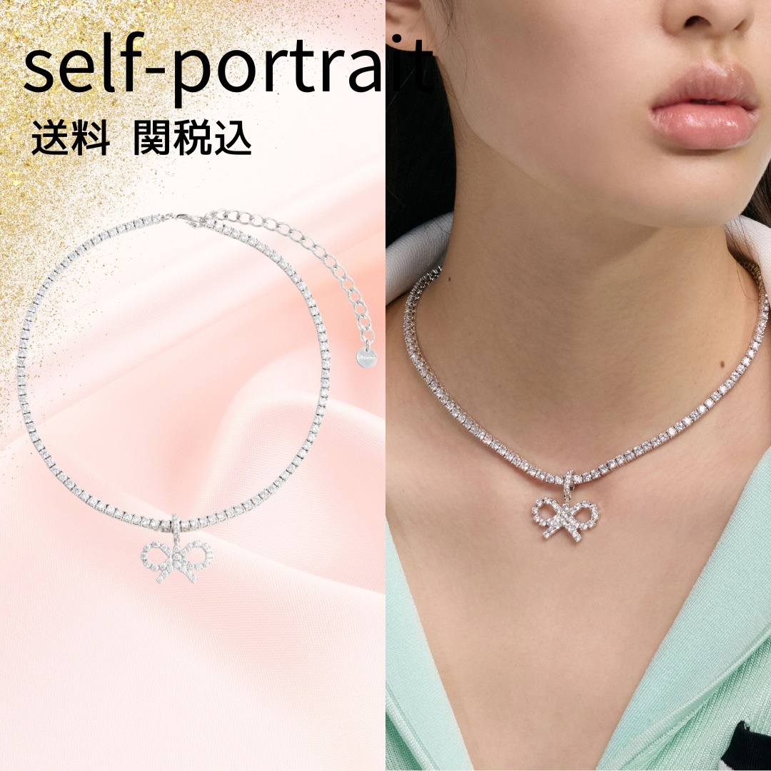【SELF PORTRAIT】クリスタルボウテニスネックレス/関税送料込