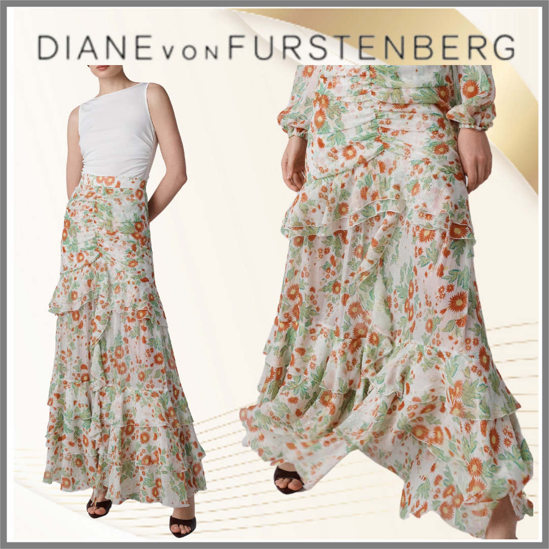 【DIANE von FURSTENBERG】シアシルクシフォンスカート