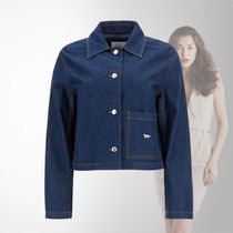 関税負担なし！MAISON KITSUNE ロゴ クロップドデニムジャケット
