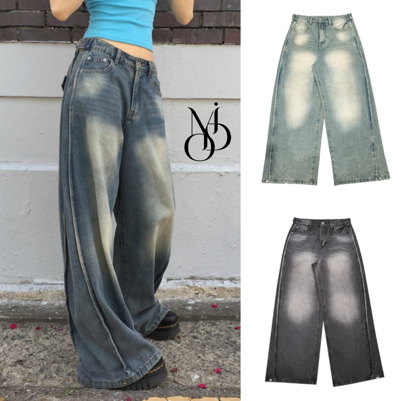 【MODIMOOD】SIDE PINTUCK WASHING DENIM