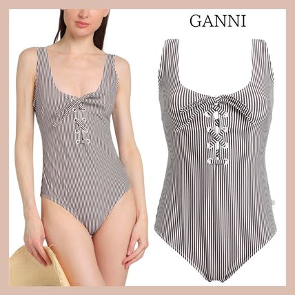 GANNI☆ストライプ ワンピース水着 ハイレグ【送料関税込