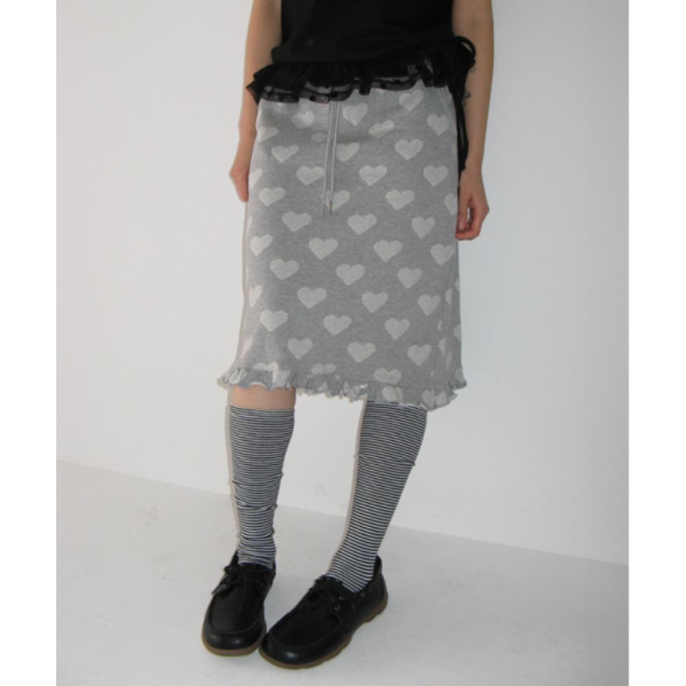 スカート RONRON HEART DOT RUFFLE TRAINING SKIRT GREY RR25BSK1498GR