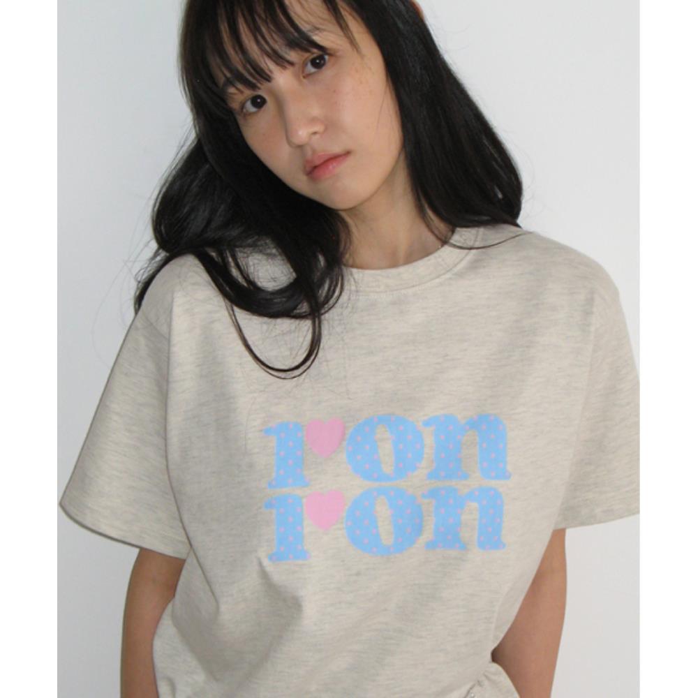 Tシャツ・カットソー RONRON PATTERN LOGO BASIC FIT T SHIRT OATMEAL RR25BST4285OT