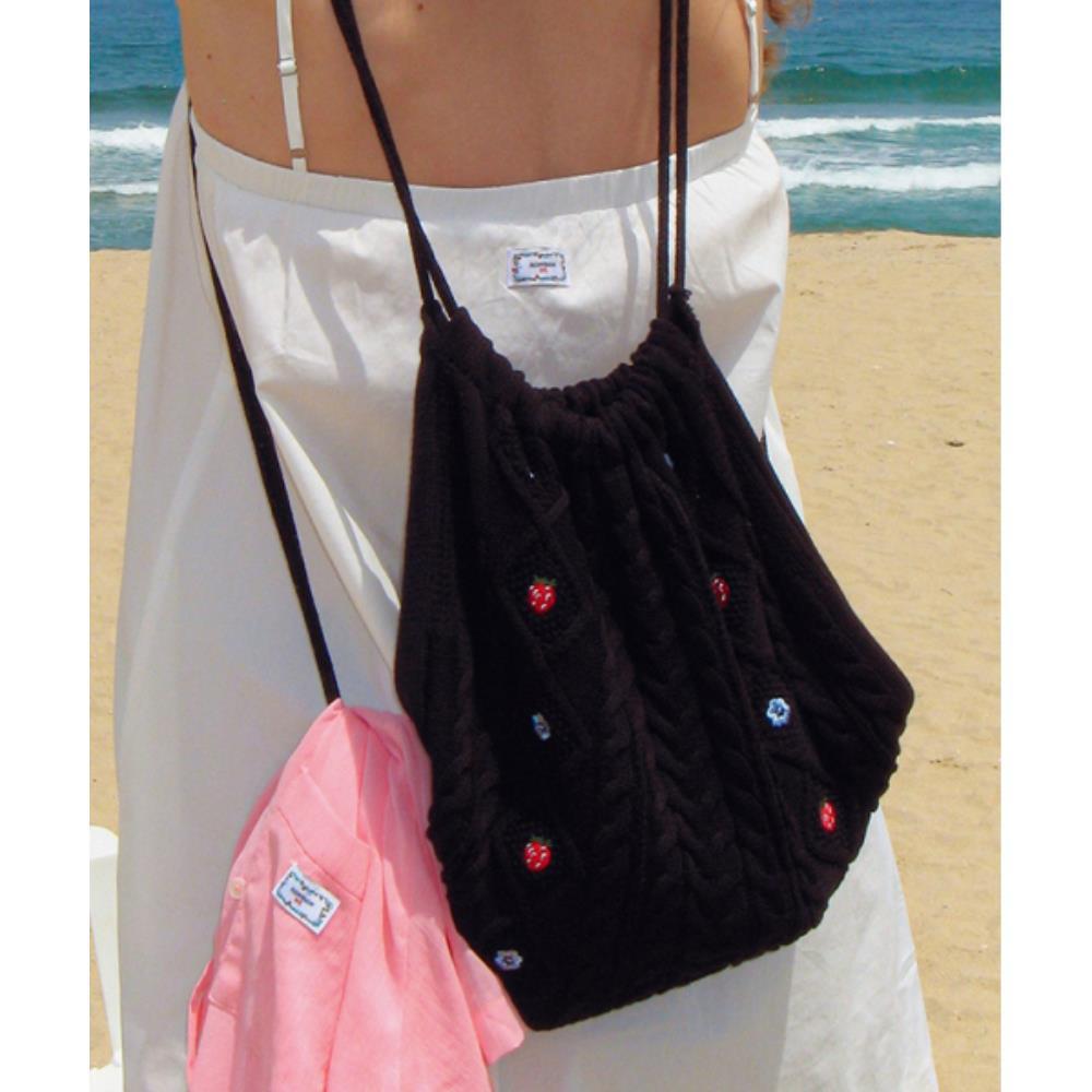 バックパック・リュック RONRON RASPBERRY STRING KNIT BAG BLACK RR24BBG3579BK