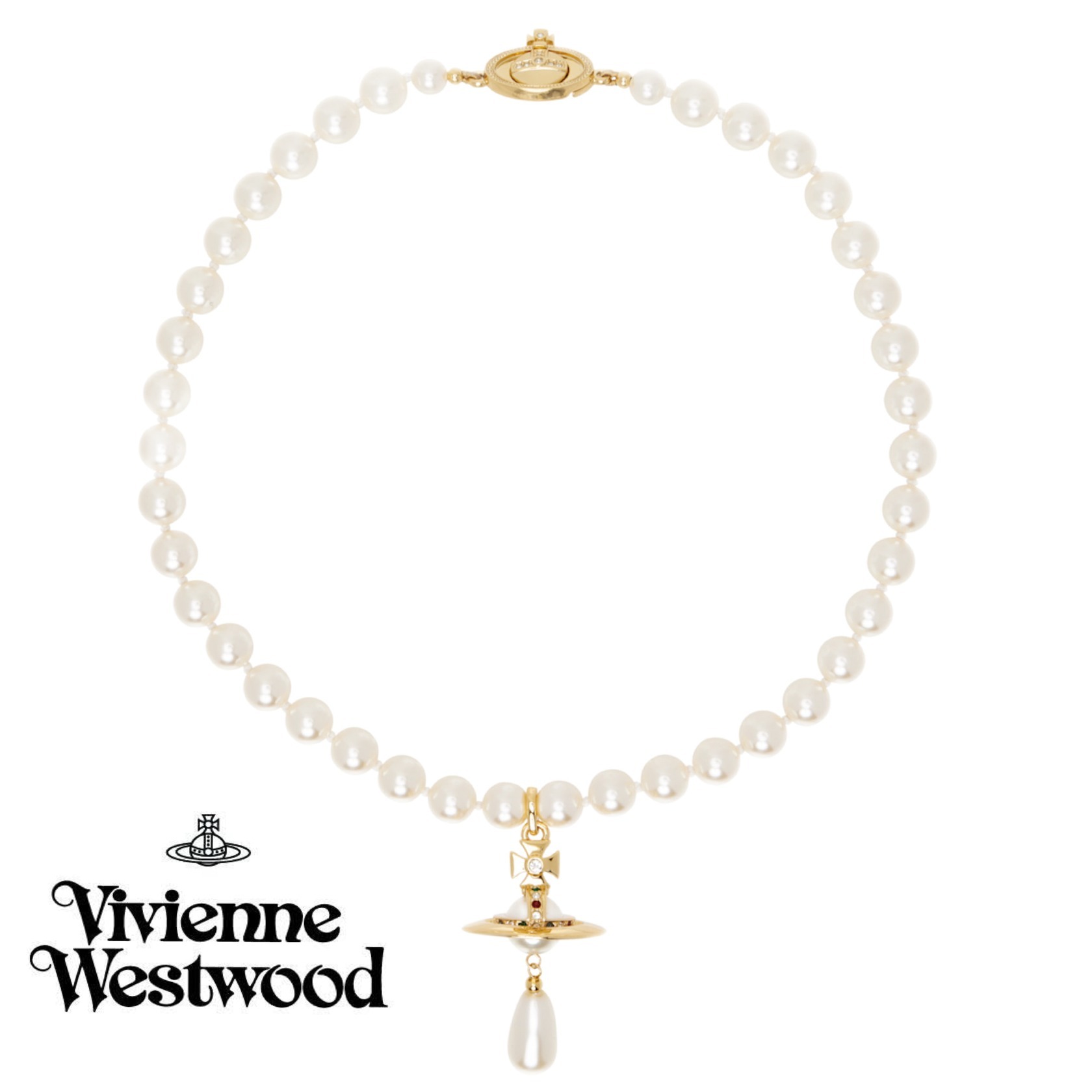 【VIVIENNE WESTWOOD】ゴールド＆ホワイト チョーカー