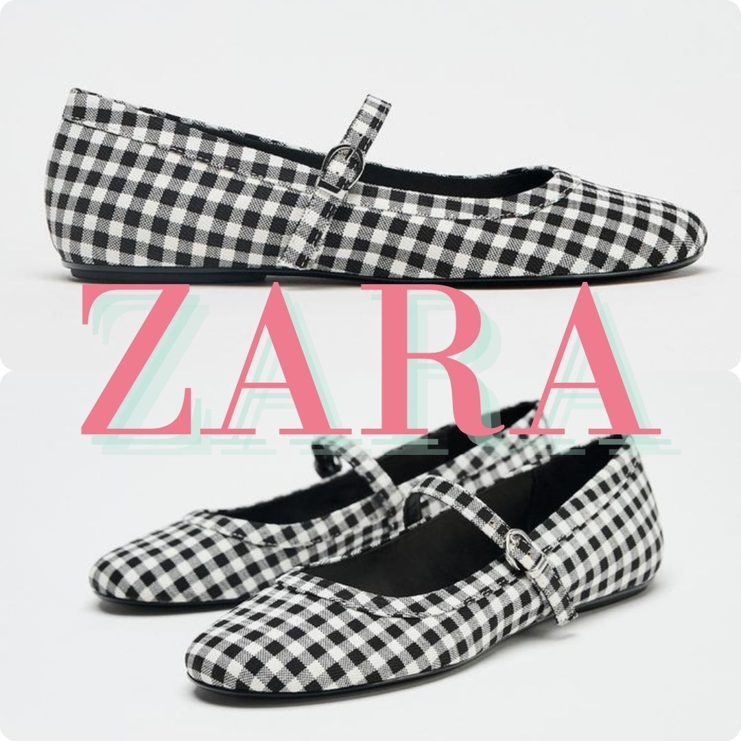 ZARA チェック柄メリージェーン 3604/610